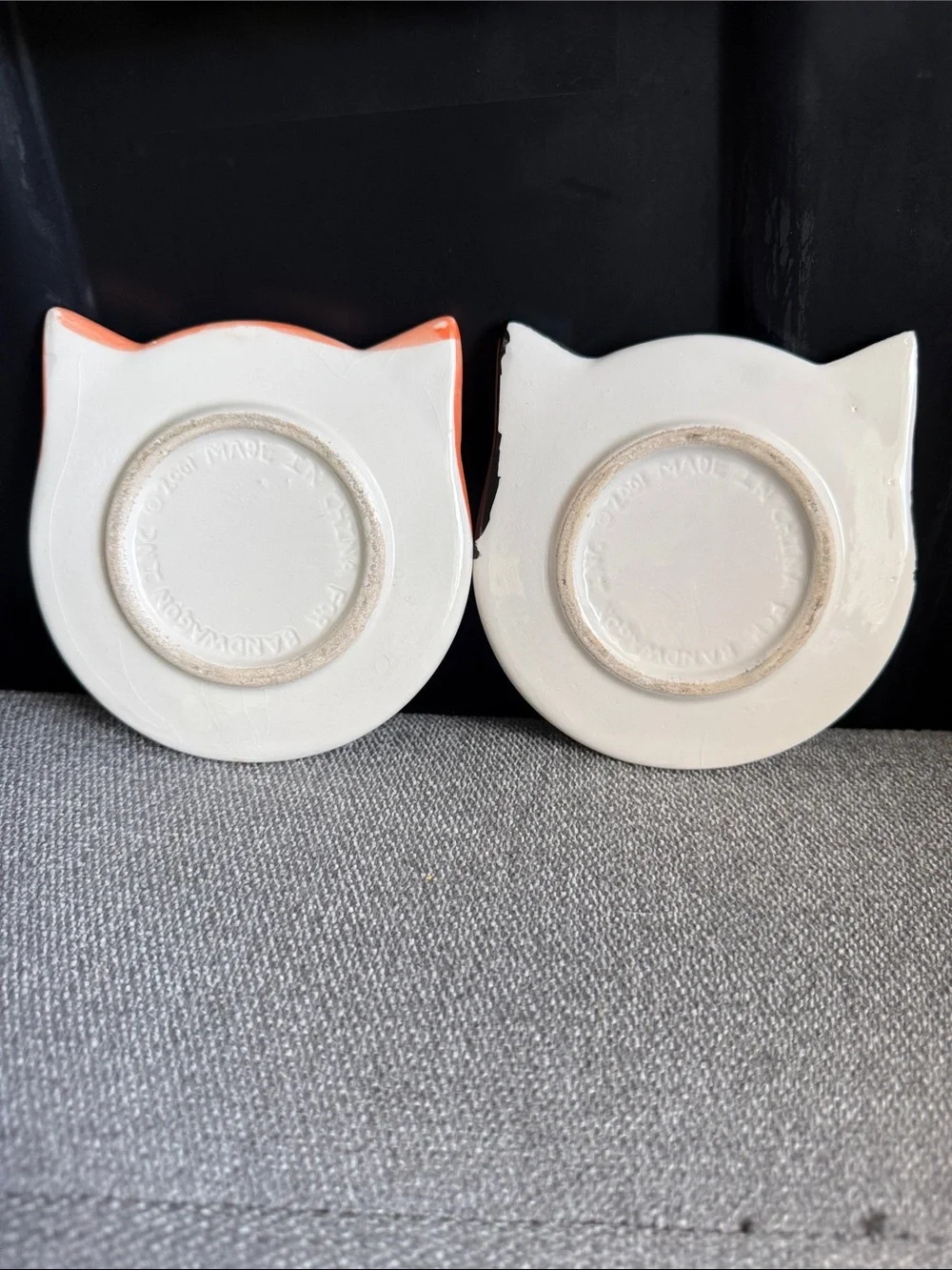 Handmade Ceramic Cat Accent (small) Plate - Yellow & Black 4in x 4in